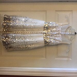 Girls off white sparkly fancy dress